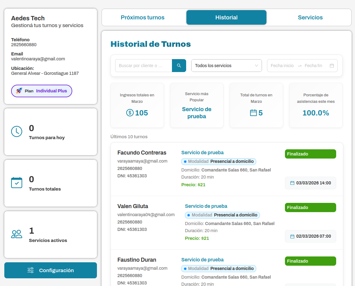 Bookify - Historial de clientes